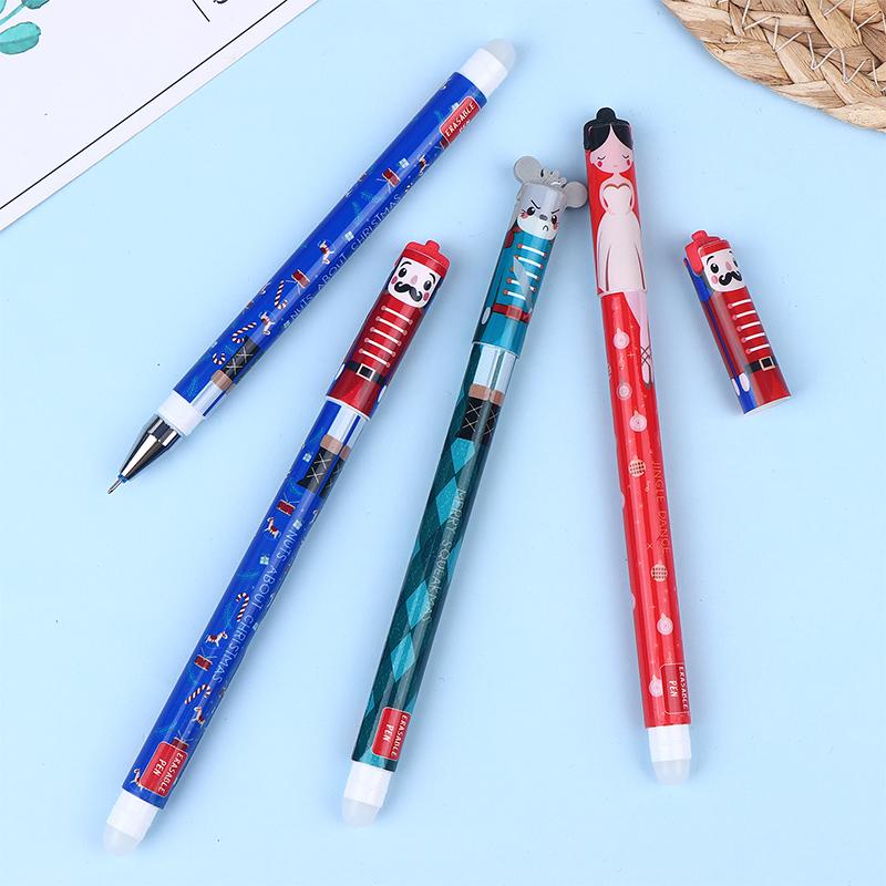 Cartoon Erasable Gel Pens Christmas Edition Pens With Eraser For Students Writing Pen Stationery Birthday Year Gift