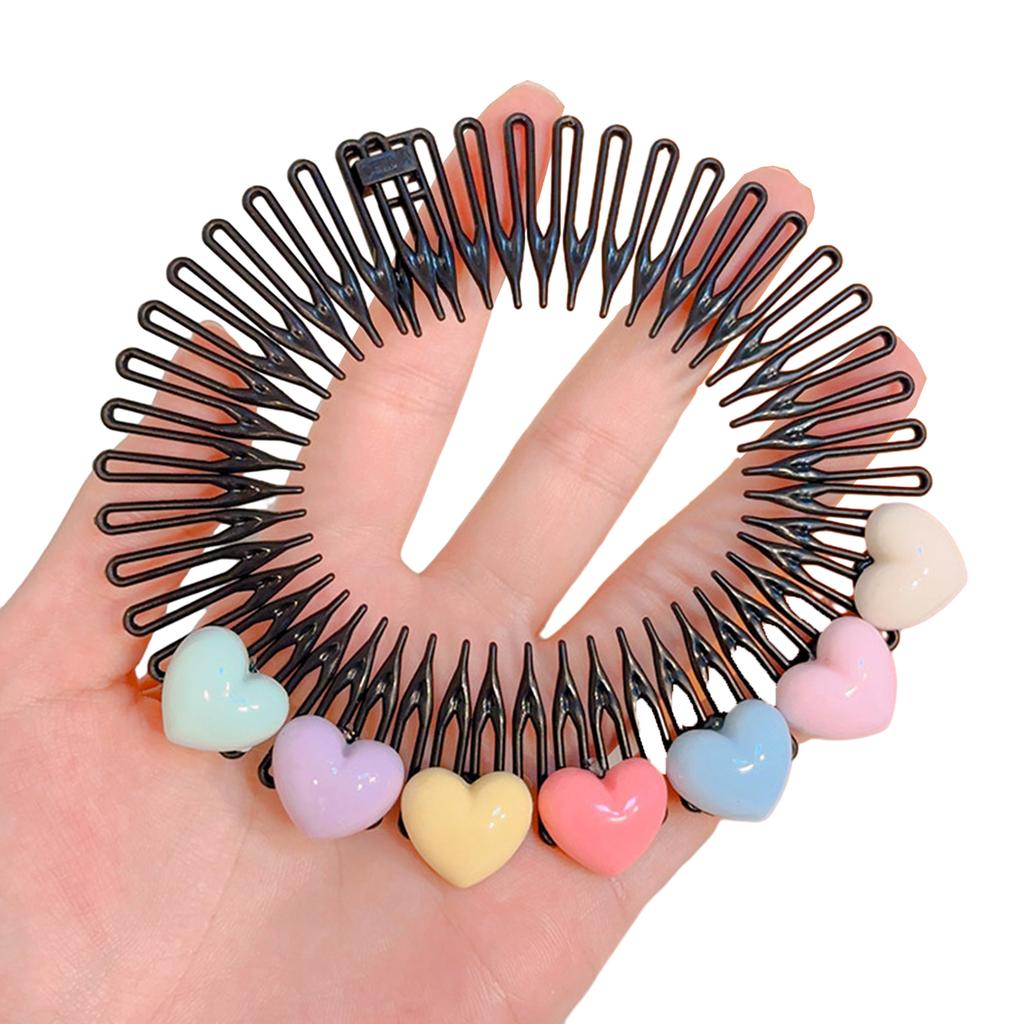 Stretchy Full Circle Comb Plastic Circular Hair Comb Stretchy Headband Holder for Women Girls Comb Hair Clips