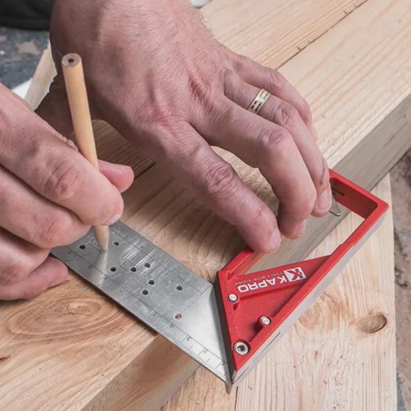 KAPRO Stainless Steel Right Angle Woodworking Ruler - 45°/90°