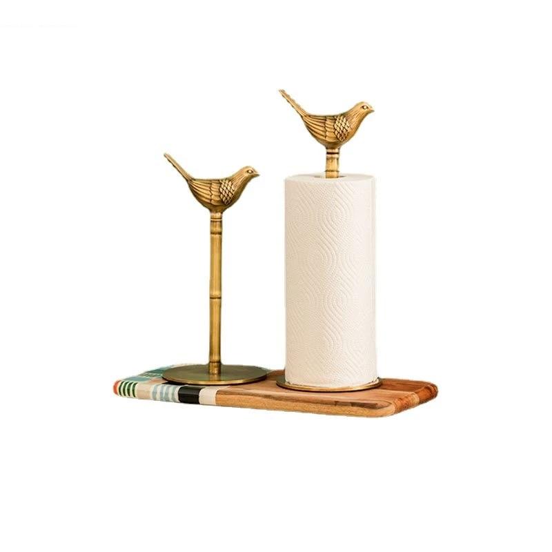 Brass Tissue Holder Kitchen Vertical Oil-absorbing Roll Paper Towel Rack Table Top Storage Decorative Ornaments