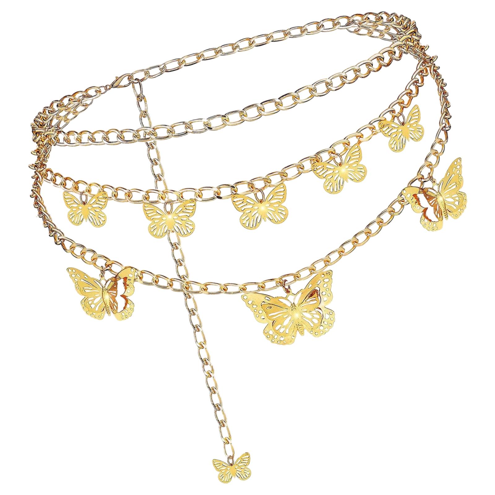 

Блингблинг Пояс Стильный Резной Пояс-Цепочка с Бабочкой Изысканная Цепочка Цепочка для Живота для Танца Живота Пояс-Цепочка золотой