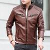 Herren Winter Lederjacke Biker Motorrad Reißverschluss Langarm Mantel Top Blusen