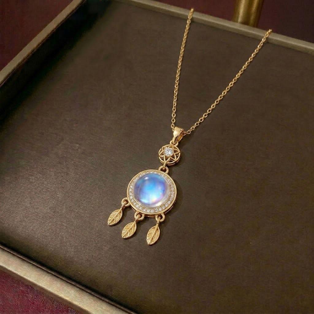 Women's Sweet Style Rainbow Diamond Pendant Necklace with Star & Moon Clavicle Chain