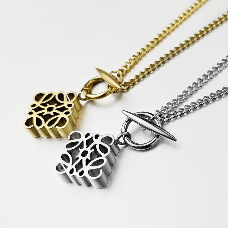 High-End Titanium Steel Geometric Pendant Necklace for Women