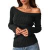 Women's Casual Off-Shoulder Cable Knit Long Sleeve Sweater