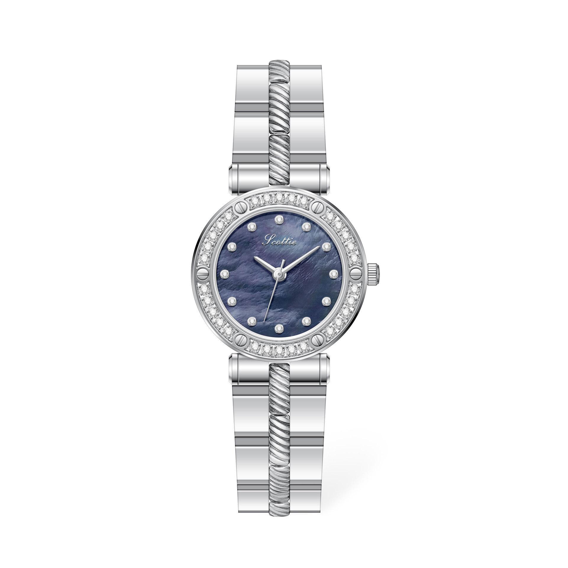 9766 Diamond-Encrusted Steel Belt Fritillary Ladies Watch Premium Sense