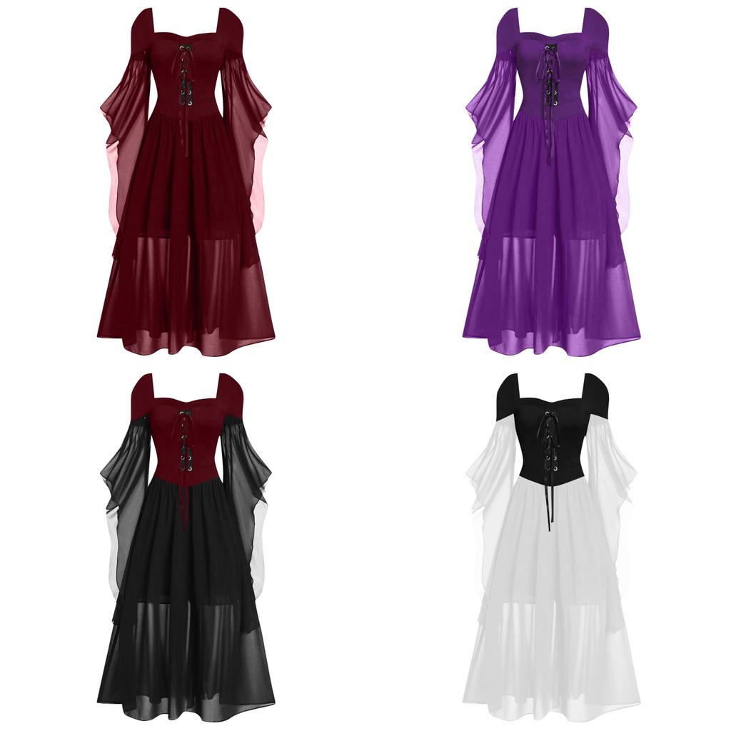 Stunning Vintage Inspired Witch Maxi Dress With Flared Sleeves Available In Ten Colors
