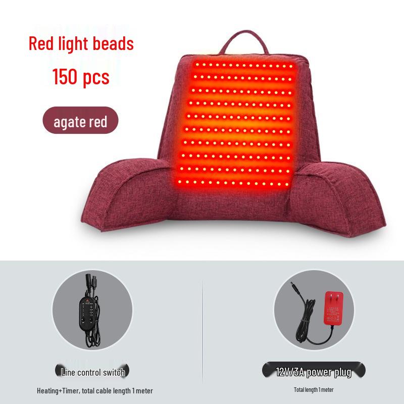 

Red Light Heated Bedside Cushion - Large Electric Back and Waist Support for Office, Bedroom, Sofa & Pregnant Women 70*40*20 cm червоний