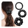 Silk Hair Elastic Scrunchie 1+2+3.5cm 3 Sets Black Natural Silk Hair Elastic Reduces Friction, Anti-Static, Gentle On Hair, No Marks, Hair Rubber,