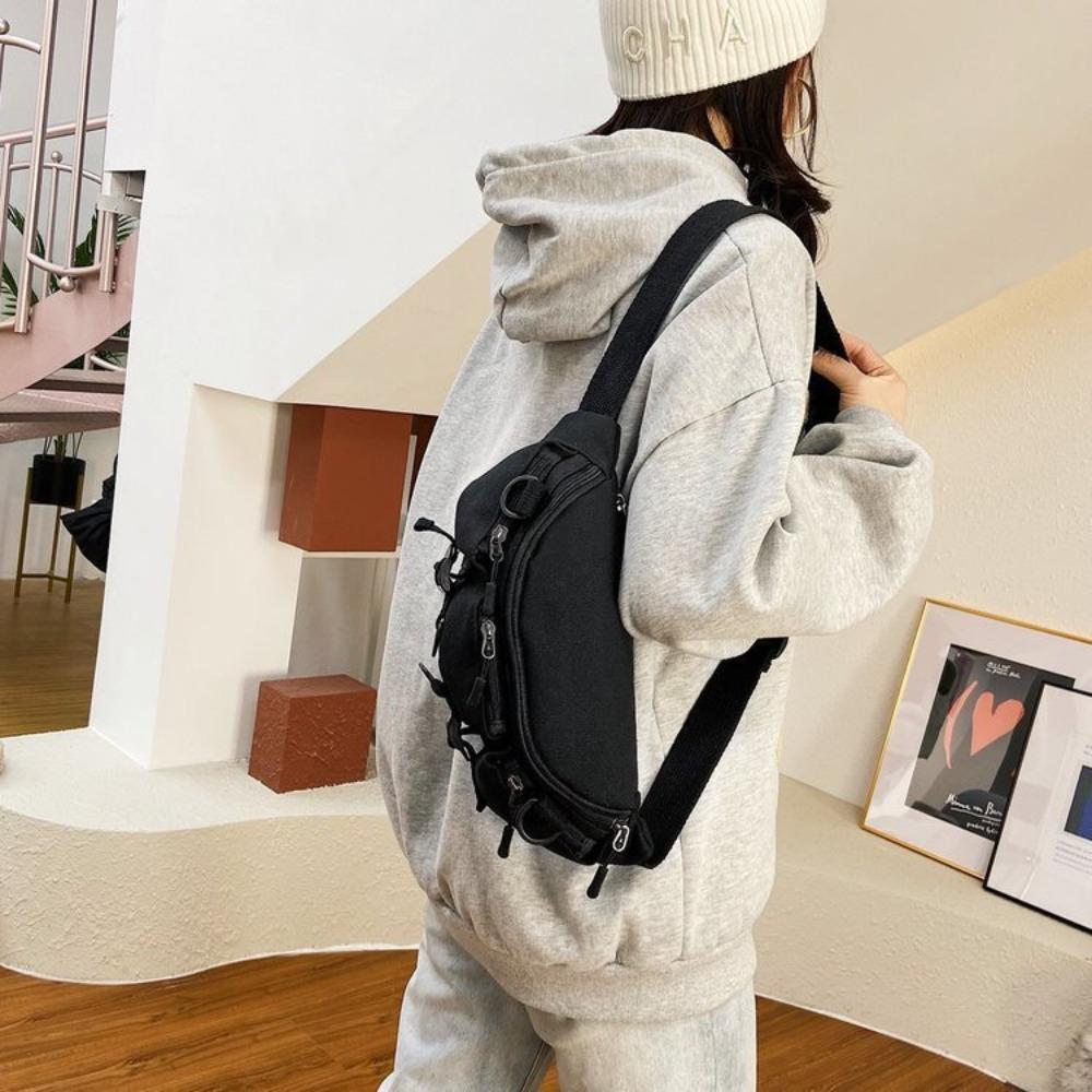 Crossbody bag trendy brand men's versatile casual breast bag tooling simple ins fanny bag small satchel women's Japanese shoulder bag