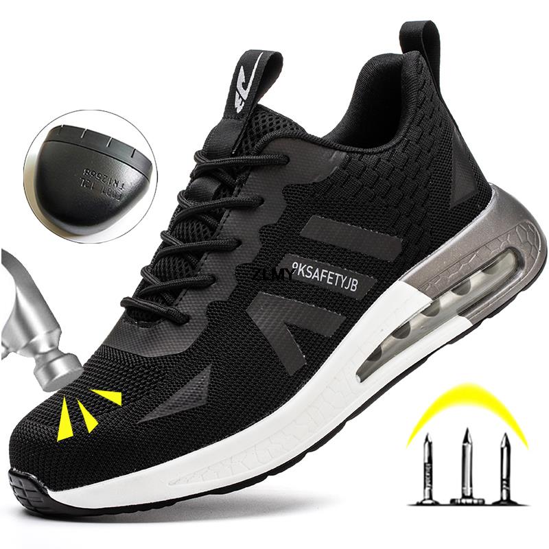 Breathable Steel Toe Safety Shoes for Men Work Puncture Proof Sport Sneakers Construction Security Boots