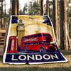 1 Stück London Bus, Big Ben Outdoor Flanelldecke Weiche Ganzjahres Polyesterdecke, Perfekt für Picknicks & Reisen, Picknickzubehör