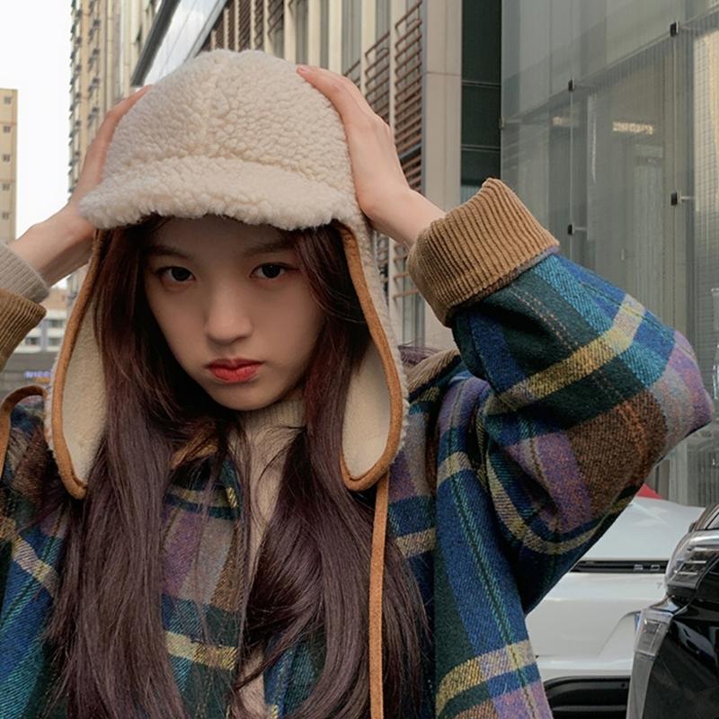 Bomber Hat Plush Earflap Hat Curved Visor Ski Hat Hooded Hat Fleece Earflap Hat Plush Trapper Hat Ear Protection Hat