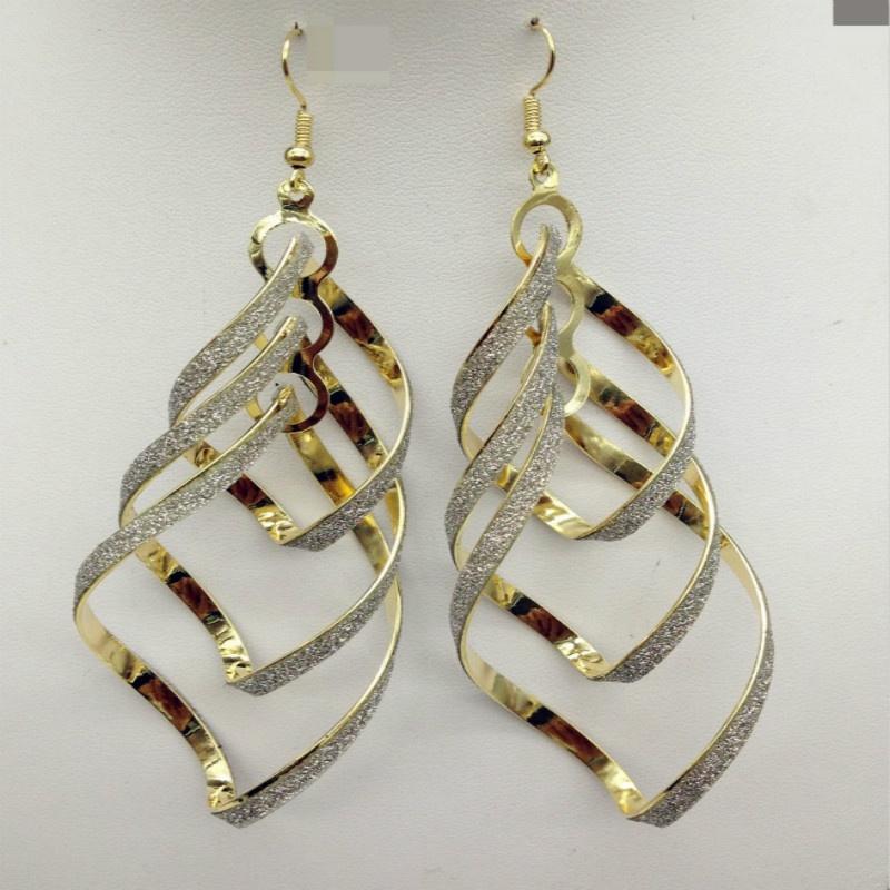 Women's Vintage Alloy Dull Polish Spiral Multi-layer Big Cross Drop Dangle Eardrop Earrings