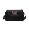 Korean Version Embroidered Butterfly Bag Women's 2025 New Handbag Texture Casual Simple Shoulder Bag Solid Color Small Square Bag