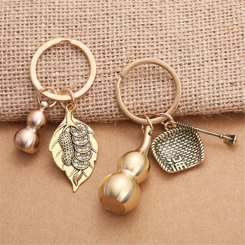 Hollow Designs Brass Gourd Keyring Offering Durability And Styles Portable for Personalize Accessories Enthusiasts