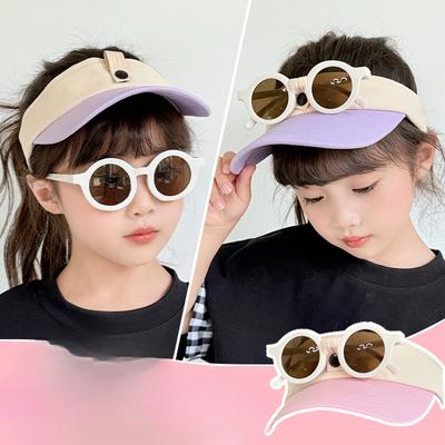 Children's Hats  Thin Breathable Large Hat  Brim  Duck Tongue  Empty Top Hat  Boy and Girl Baby with Sunglasses  Sun Protection Hat