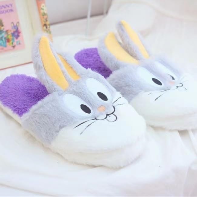 THEBEASTPIE Bugs Bunny Tweety Fluffy Room Stylish Character Gift Slippers, Shoes, Autumn/Winter, Indoor/Outdoor Use, Quiet, Warm, Women's, Cute,
