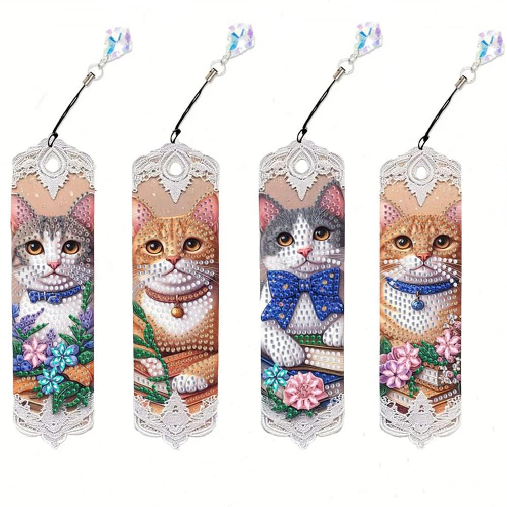 3Pcs Animal Themed DIY Diamond Painting Art Bookmarks Irregular Shaped Diamonds for Readers Home Office Book Decor & Gift Idea