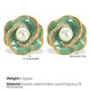 Retro Hong Kong Style Oil Drip Flower Stud Earrings Stainless Steel Gold Plated Simple Small Fashion Pearl Earrings Women