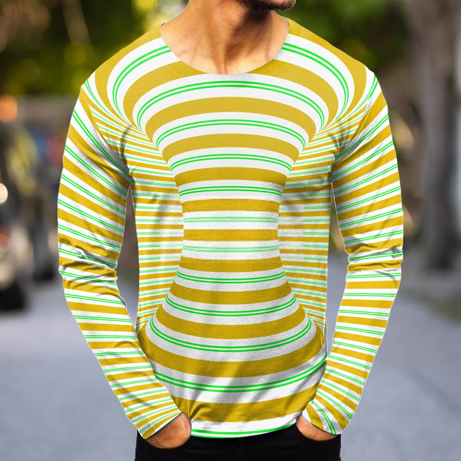 

Мужская мода повседневные рубашки с круглым вырезом и длинным рукавом с принтом, топы, блузки L жёлтый