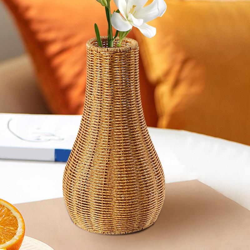Rustic Vase Pampas Grass Vase Home Decor 25.5cm/10inch Artistic Boho Style Style Woven Plant Holder for Home Table Centerpiece
