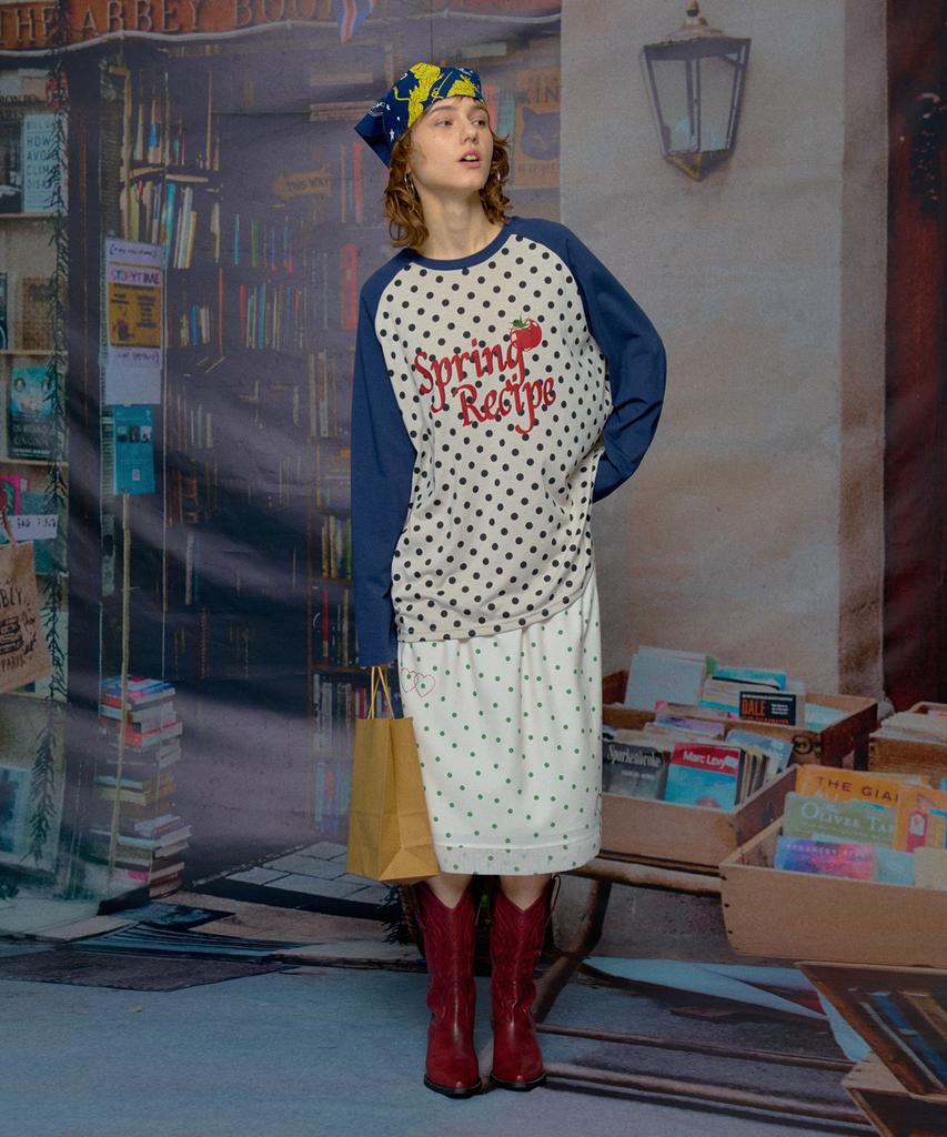 LOULOUSEOUL Heart Dot Midi Skirt (Ivory)