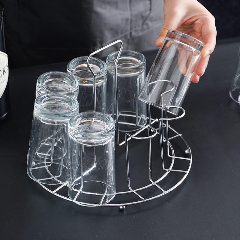 Stainless Steel Upside-Down Glass Holder: Portable Coffee Table Storage Rack