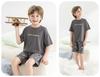 Yingbolun Boys' Pajamas Summer Pure Cotton 10A Children's Short Sleeved Shorts Set Medium and Large Children's Cotton Home Clothes