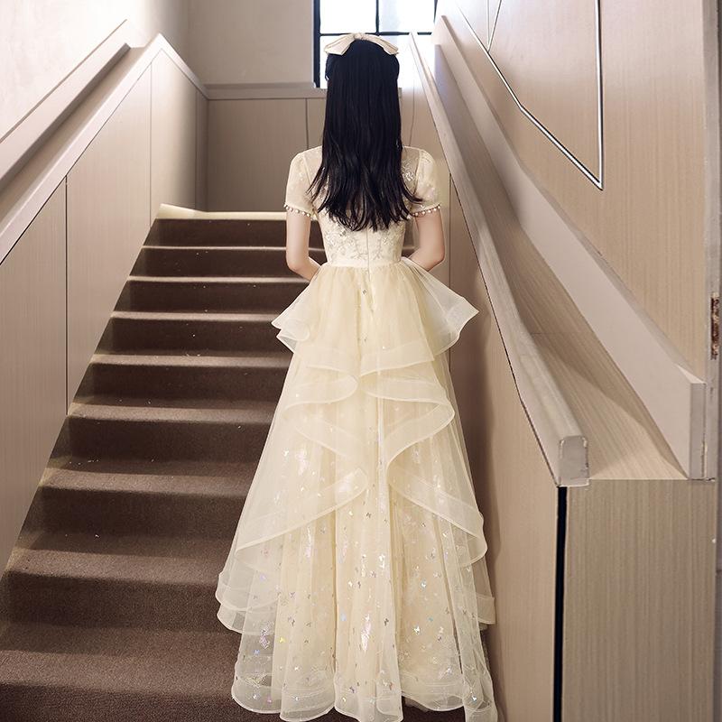 new evening dress women's banquet light luxury niche art test performance clothes adult ceremony host dress skirt looks thin