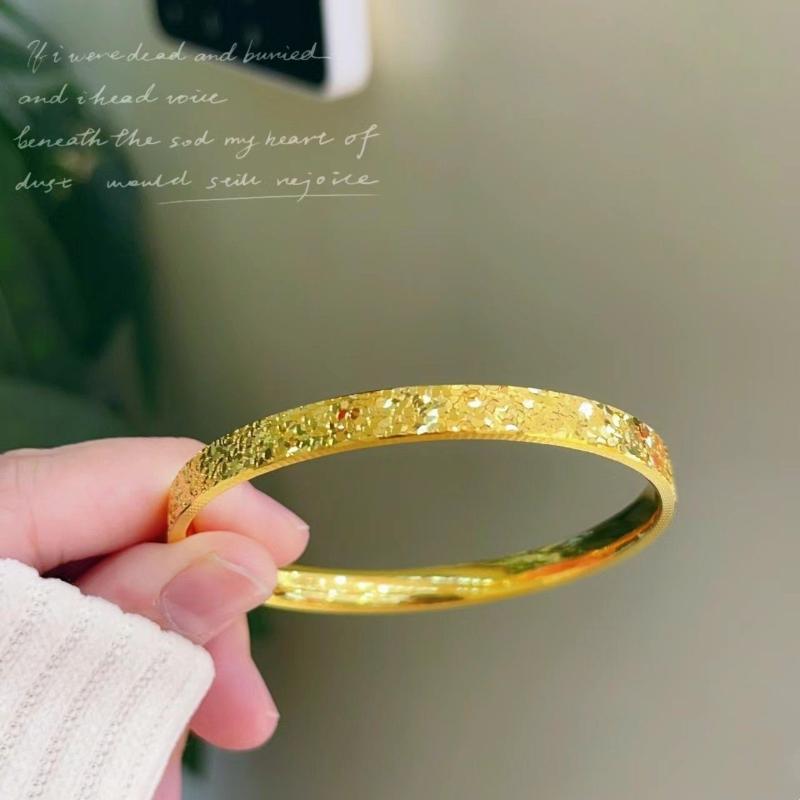 Gold Plated Bangle With Sparkling Crushed Ice Texture And Comfort Fit Design Perfect For Daily Wear Anniversary Party Gift