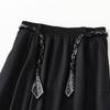 Qooth A Line Skirt Midi Length with Scarf Belt Korean Casual Style Heavyweight Fabric QT2736