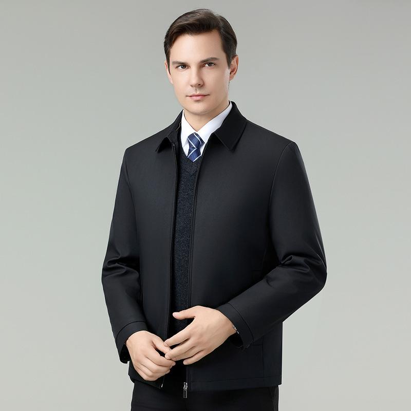 Brand Men's Cold-Proof Cotton Jacket: Autumn Winter Business Casual Non-Iron Warm Silk Coat for Middle-Aged Men