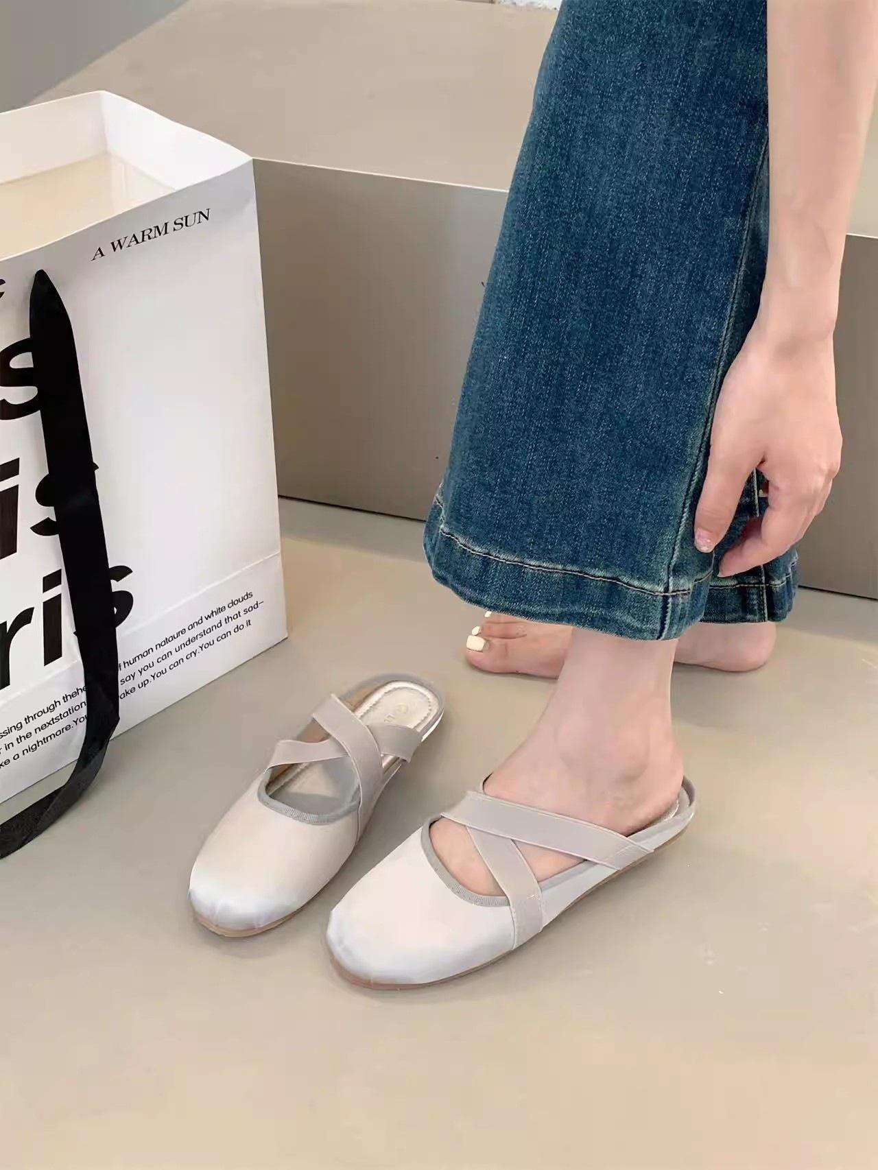 Summer Casual Versatile Round Head Flat Bottom Slippers Soft Bottom Bag Head Half Drag With Skirt Girl Pink Sandals 35 4760₽