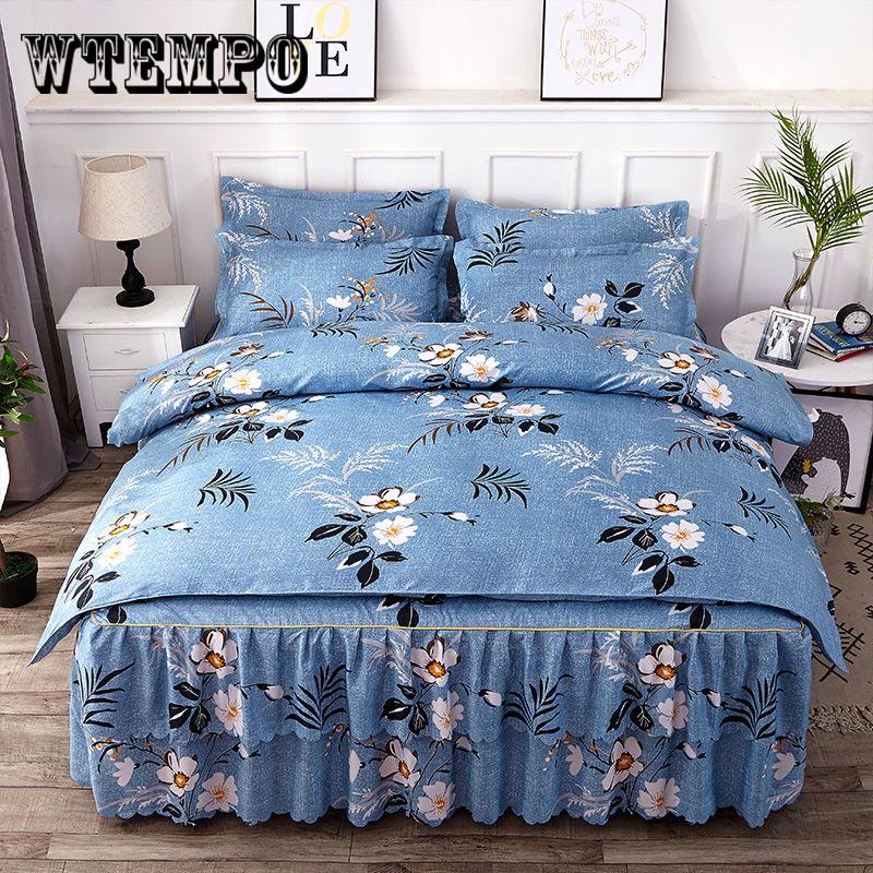 Buy 4pcs Winter Warm Ruffle Quilt Cover Twin/queen/king Size Luxury Bedding Sets Cotton Silk