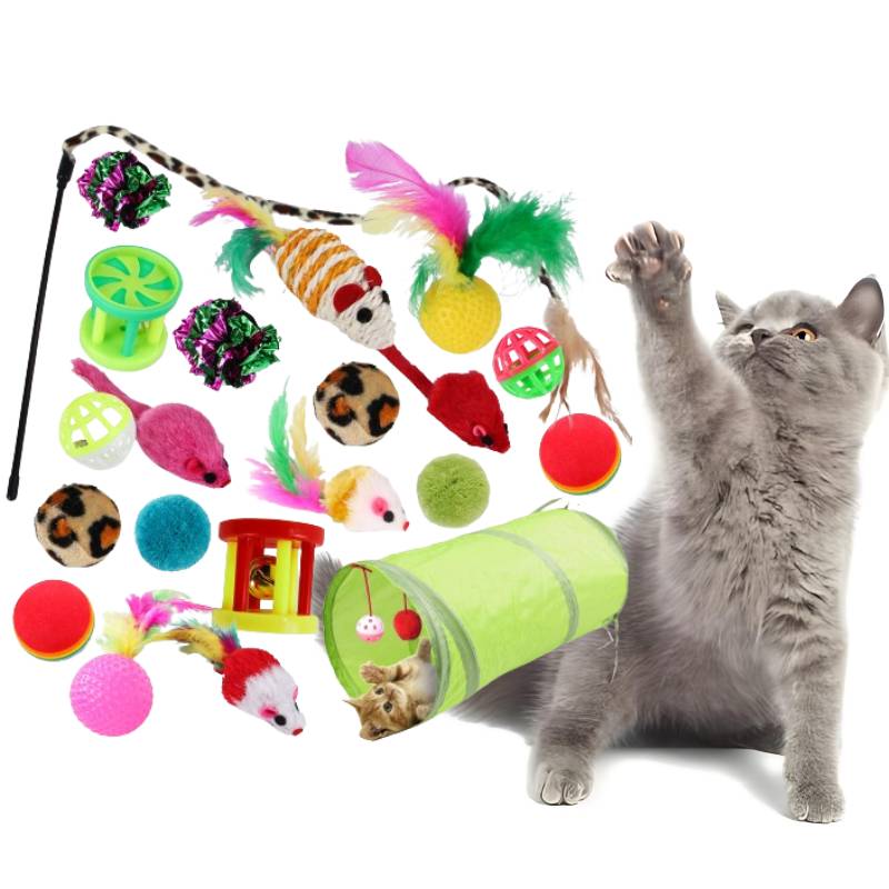 Pet Set Toy Indoor Tunnel Cave Cat Stick Fake Mouse Ball Interactive Supplie