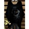 Zwarte Panter Print Dames Groot Formaat Korte Mouwen T-shirt, Onregelmatig Zoom Ontwerp
