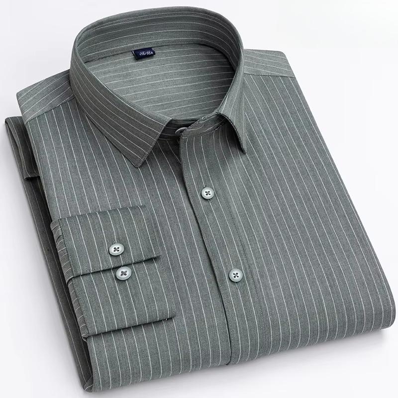 

Розкішні брендові сорочки Smart Casual з еластичної тканини, з довгим рукавом для чоловіків, тонкі, соціальні, приталеного крою, офісні, що не мнуться 45
