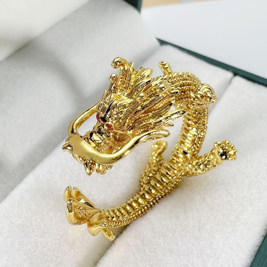National Style Totem Cloud Tyrannosaurus Rex Ring Men 'S Ring Creative Retro Dragon King Dragon Pattern Coiled Dragon Ring 