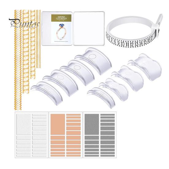 

17 шт. Регуляторы размера колец Свободные кольца Невидимый редуктор размера кольца Проставочное кольцо для изменения размера Подключаемый силиконовый набор спиралей для затяжки с тканью для полировки золотистый