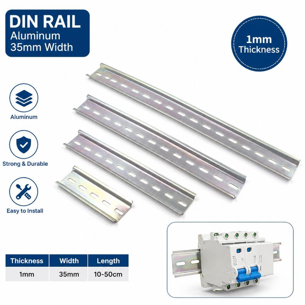 Aluminum DIN Rail Universal Type Terminal Blocks Durable Slotted Guide  Electrical Installation