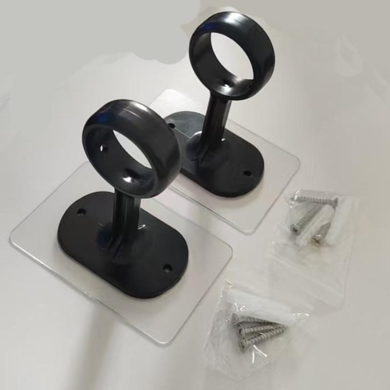 2/4Pcs Heavy-Adhesive Ceiling Curtain Rod Brackets - No Drilling Installation, Adjustable Height, 1.2Inch Diameter Rod Holders