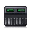 Eight-Slot USB LCD Universal Charger for AA/AAA/C/D Ni-MH Batteries with Type-C Charging