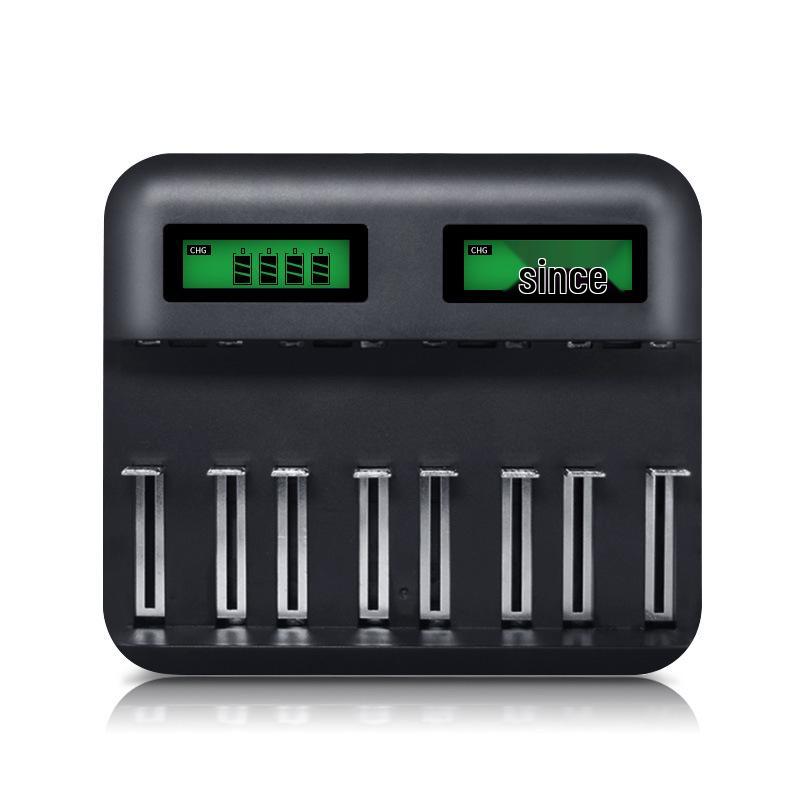 Eight-Slot USB LCD Universal Charger for AA/AAA/C/D Ni-MH Batteries with Type-C Charging