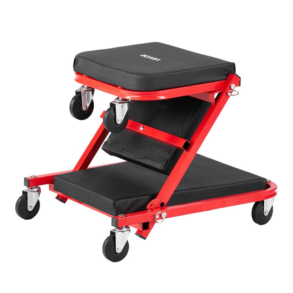 VEVOR 920mm 3-in-1 Folding Mechanic Creeper, Z-Creeper Garage Roller, 150kg Under Car Rolling Creeper with 6 Swivel Casters, Padded Headrest