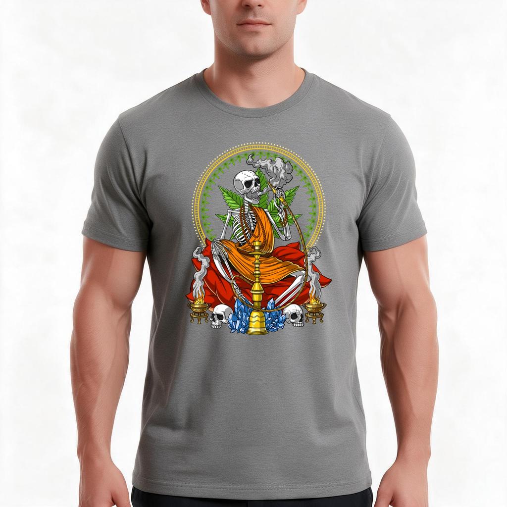 Skeleton Buddha Stoner Tshirt Summer Casual Cotton Tee Oversized Streetwear Tops Vintage Graphic Print Unisex Unisex Unisex