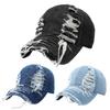 Black Ripped Baseball Cap Female Retro Cowboy Hat Men's Summer Casual Sunscreen Cap Hat