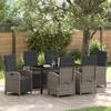VidaXL 7-piece Garden Dining Set with Grey Poly Rattan Cushions 3380327