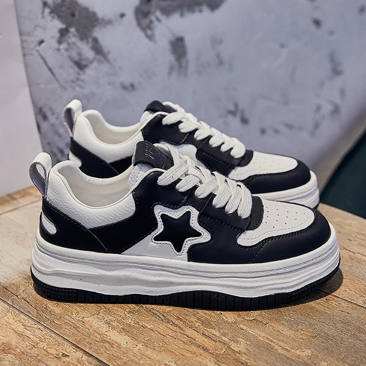 Star Leather Little White Shoes Spring and Summer Versatile Color Matching Casual Board Shoes Platform Dissolving Sports Shoes Women