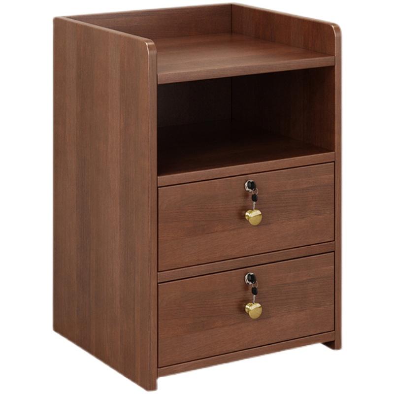 Solid Wood Locking Nightstand, Compact Slim Bedside Cabinet, Modern Minimalist Storage Organizer, Narrow Gap Bedroom Furniture